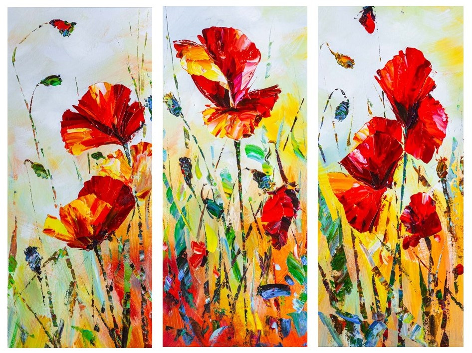 Jose Rodriguez. Poppy field. Triptych