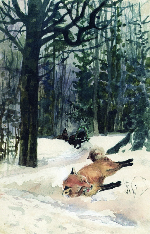Елена Дмитриевна Поленова. Иллюстрация к сказке "Волк и лиса"