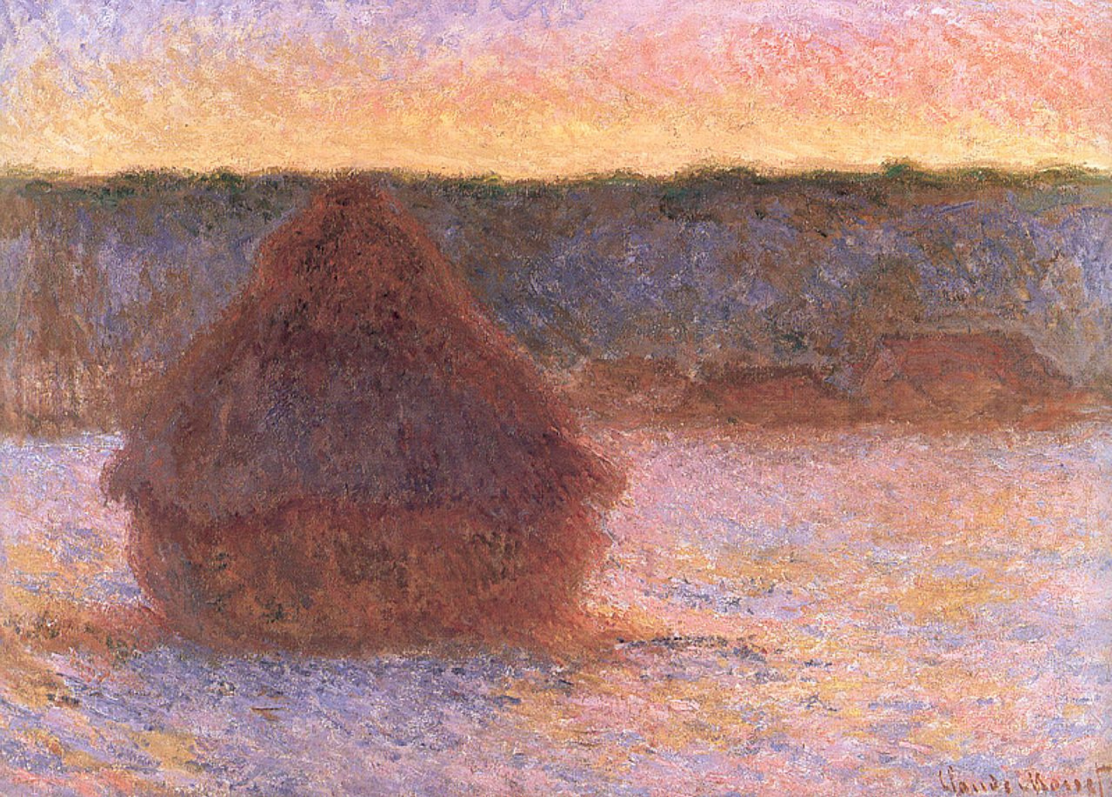 Клод Моне - Стога сена на закате, морозная погода, 1891: Описание  произведения | Артхив