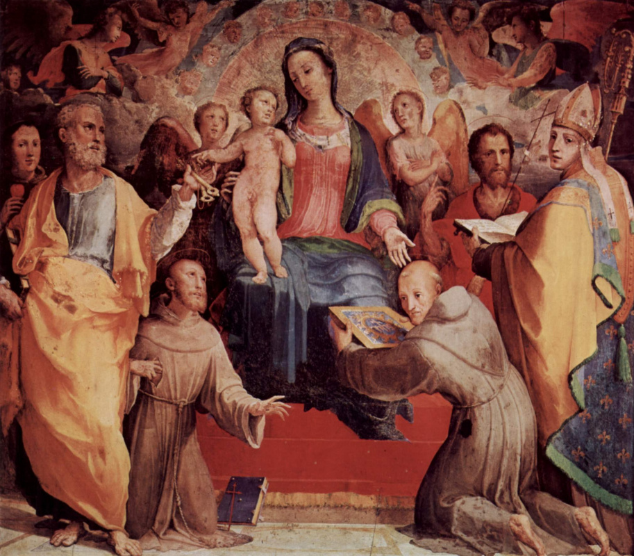 Domenico Beccafumi. The altar in the chapel of St. Bernardin of Siena, Central part: Madonna enthroned