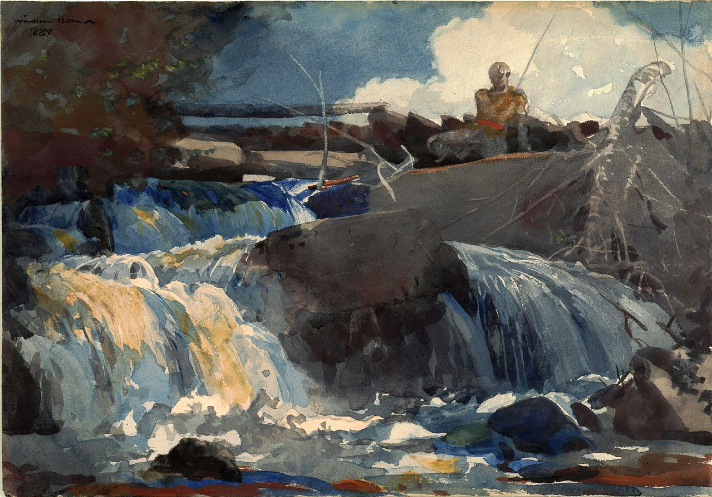 Уинслоу Хомер - Рыбалка в водопаде, 1889, 51×36 см: Описание произведения |  Артхив