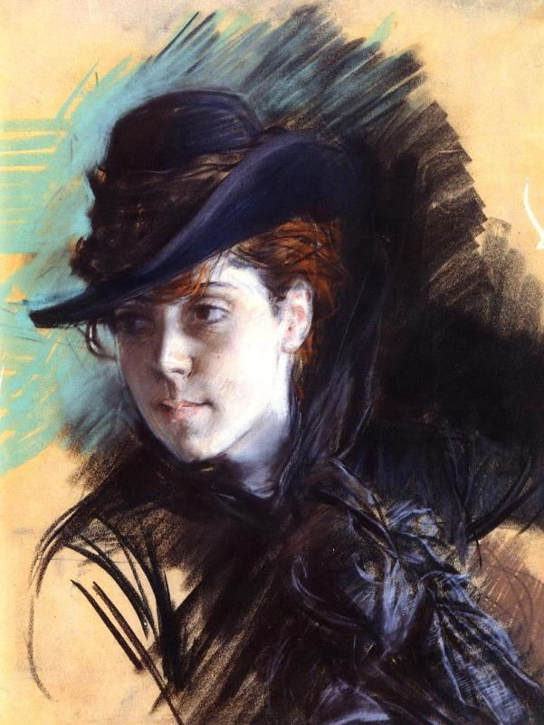 Giovanni Boldini. Girl in black hat