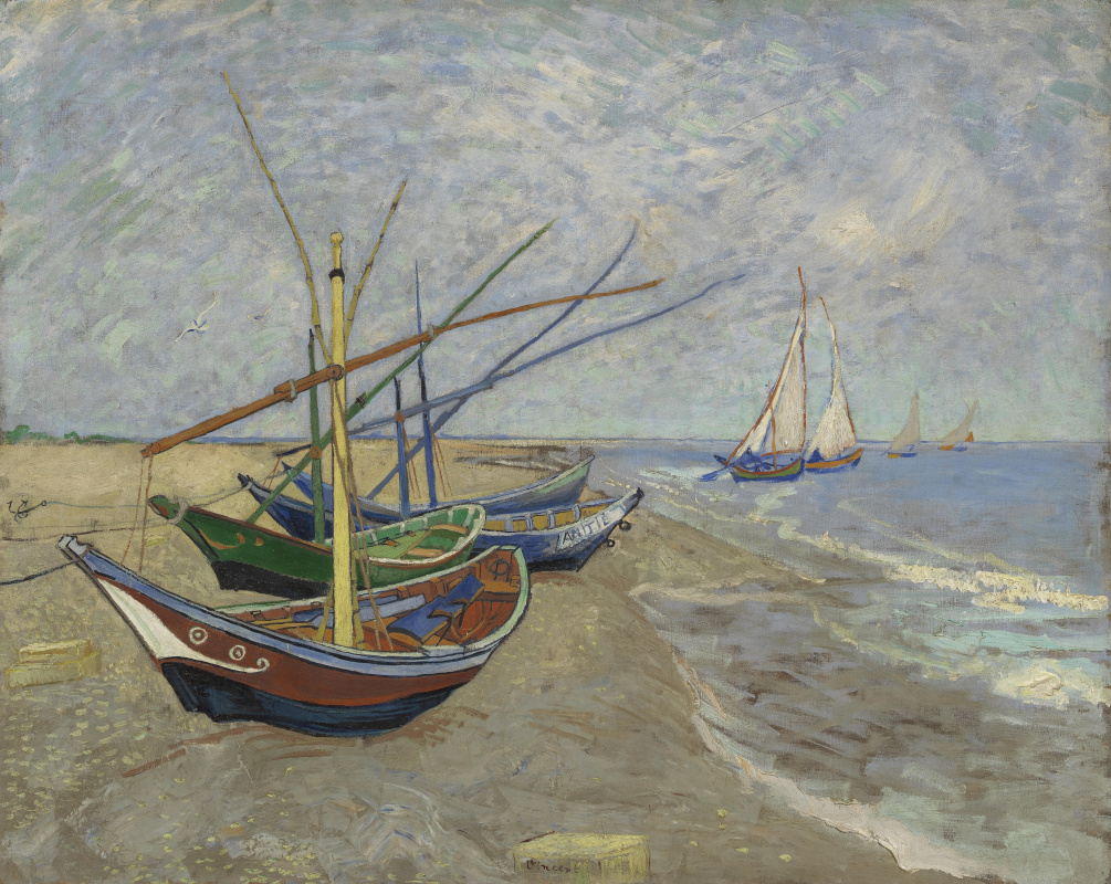 Винсент Ван Гог. Рыбацкие лодки на берегу у Сент Мари де ля Мер