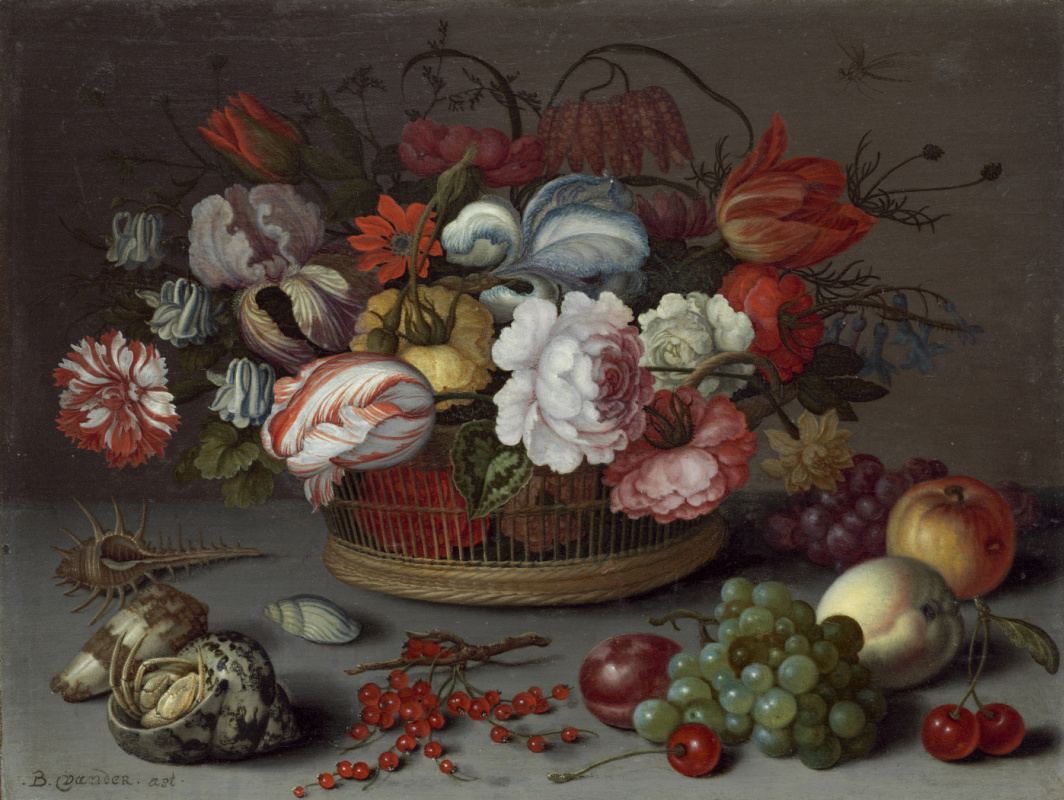 Балтазар ван дер Аст. Корзина с цветами и красная смородина. 1622. Национальная галерея искусства, В