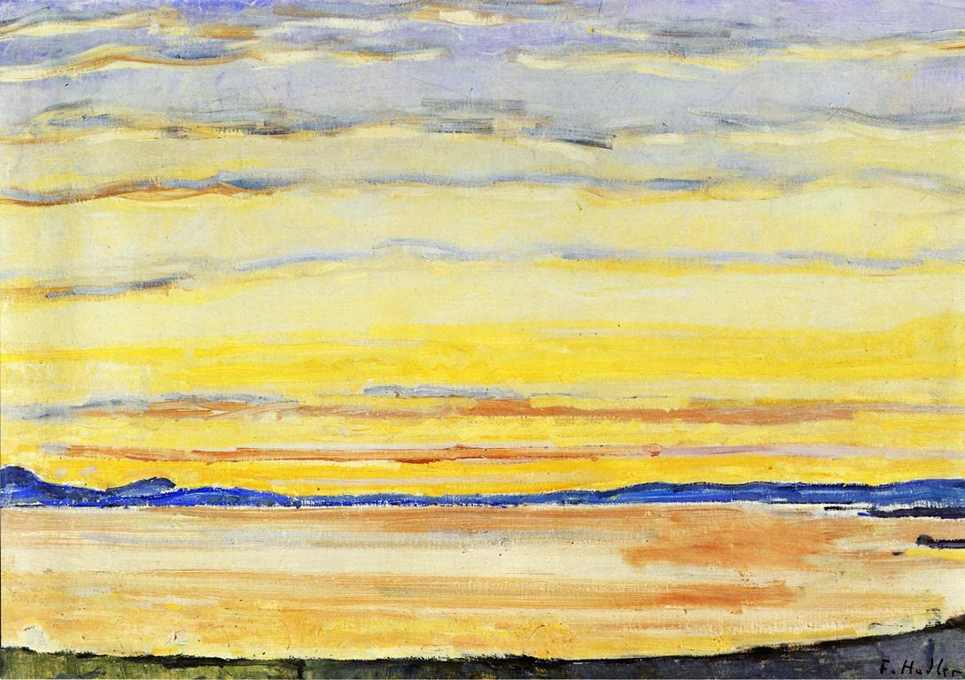 Ferdinand Hodler. Sunset on lake Geneva