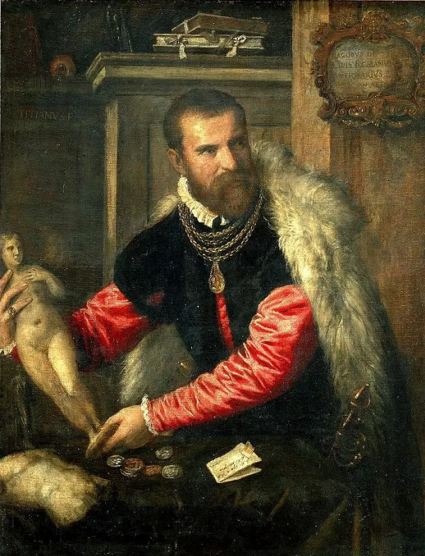Titian. Portrait of the Antiquarian Jacopo Strada. The inscription on the letter: ‘Al Mag. со il Si