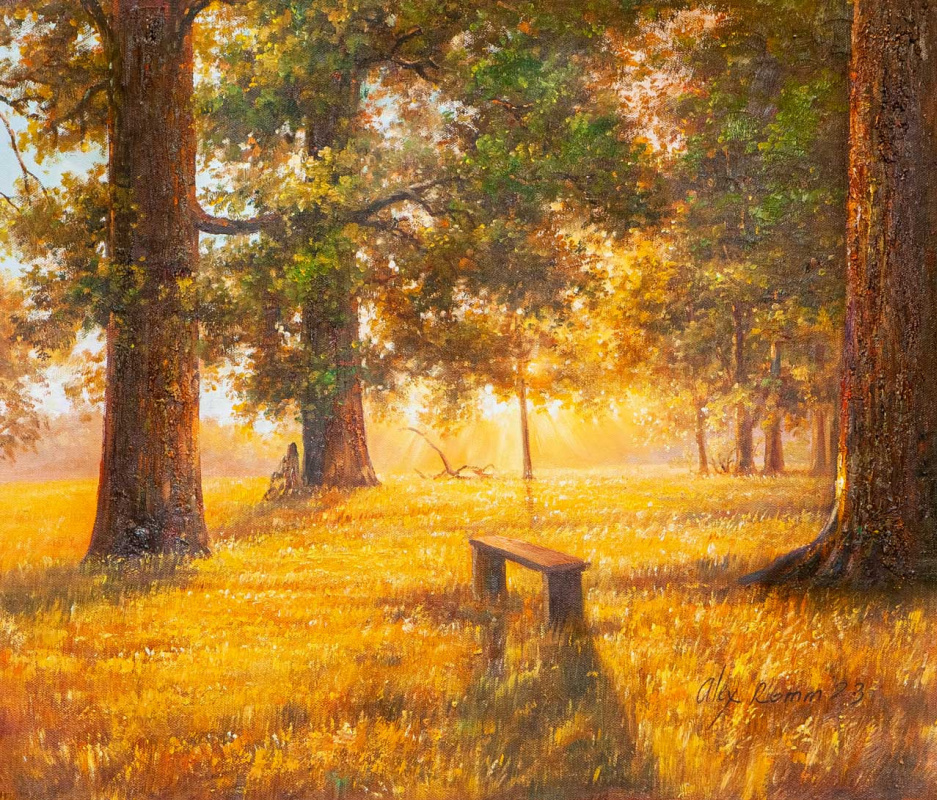 Alexander Romm. Golden dawn in the forest