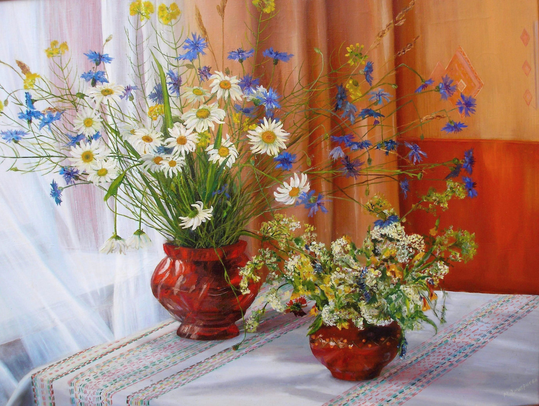 Marina Senko-Dmitrieva. Still life with wildflowers