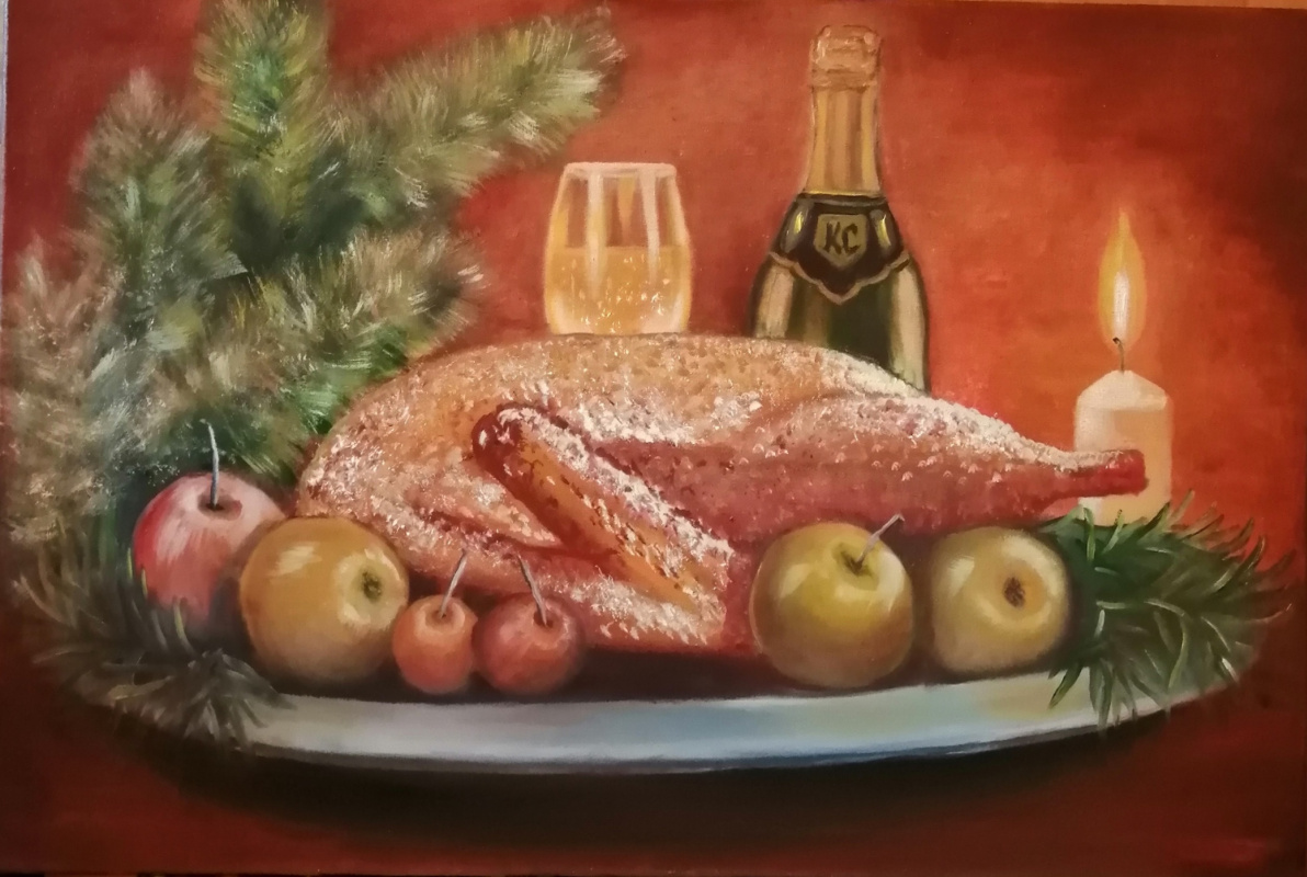 Svetlana Viktorovna Kachalkova. Christmas goose in apples.