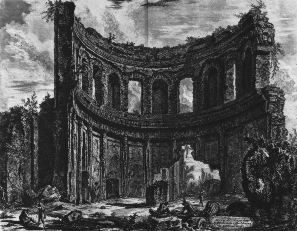 Giovanni Battista Piranesi. So nazvannogo ruins of the temple of Apollo at Hadrian's Villa