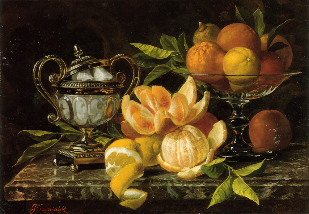 Jean Kapiernik. Still life with oranges and lemons