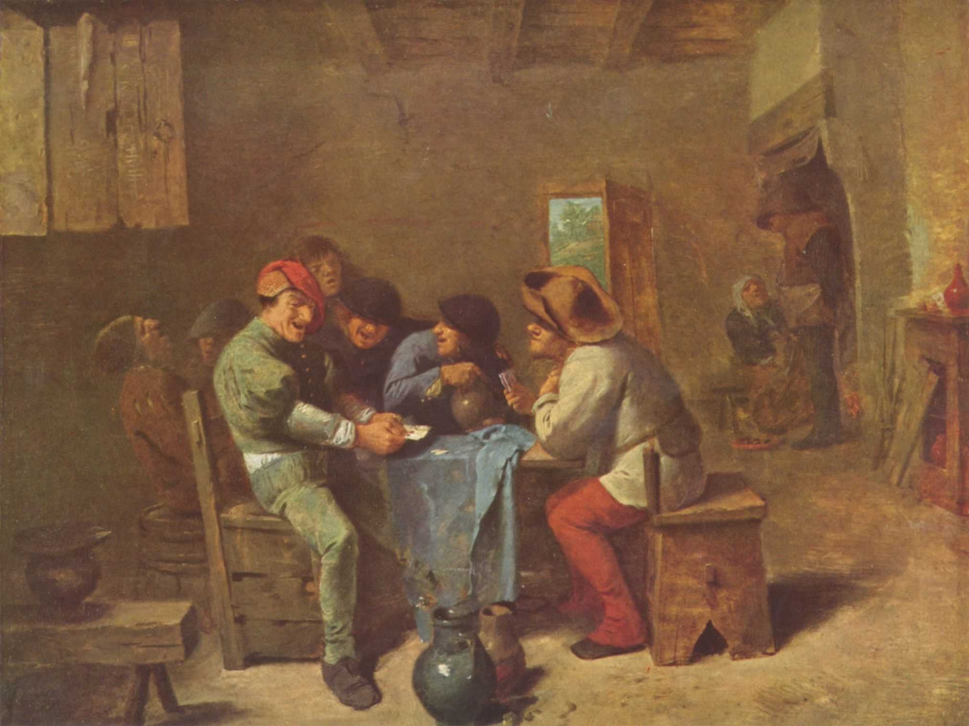 Adriaen Brouwer. Peasants playing cards in a tavern