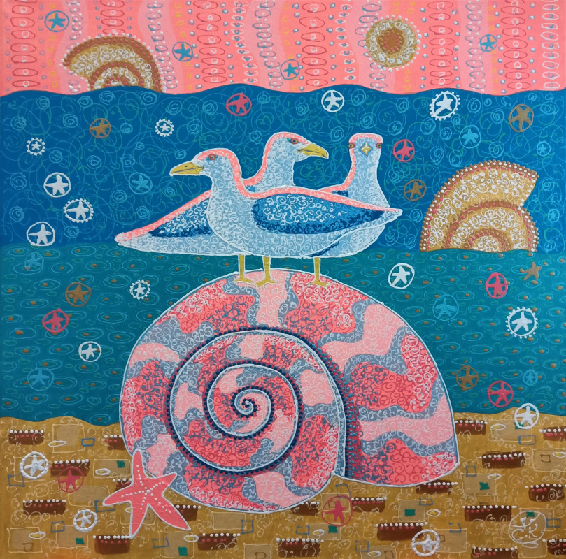 Svetlana Konstantinova. Seagulls on a seashell