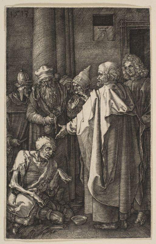 Albrecht Dürer. Saints Peter and John heal a paralytic. From the cycle "the passion of the Christ"