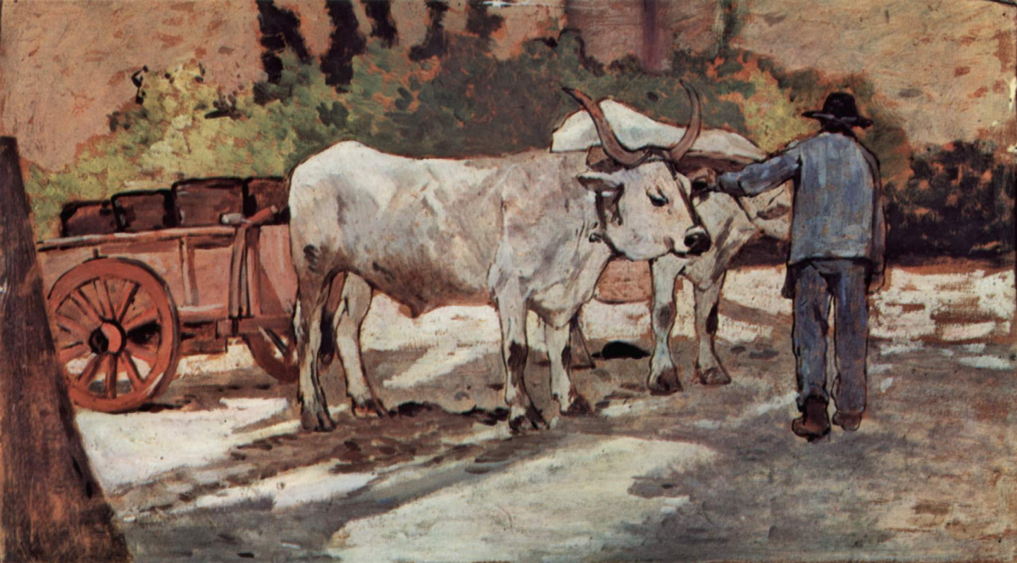 Крестьянин с быком, запряженным в повозку Джованни Фаттори