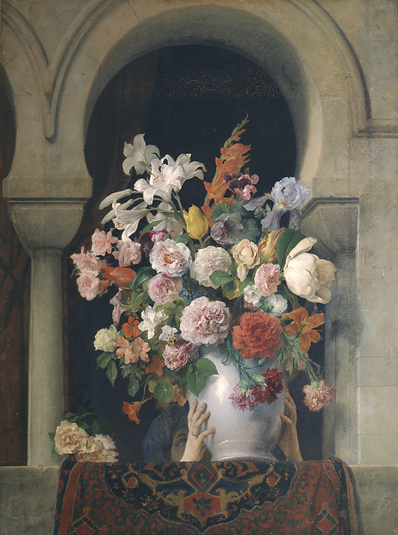 Francesco Ayets. Vase of flowers on the window of the harem