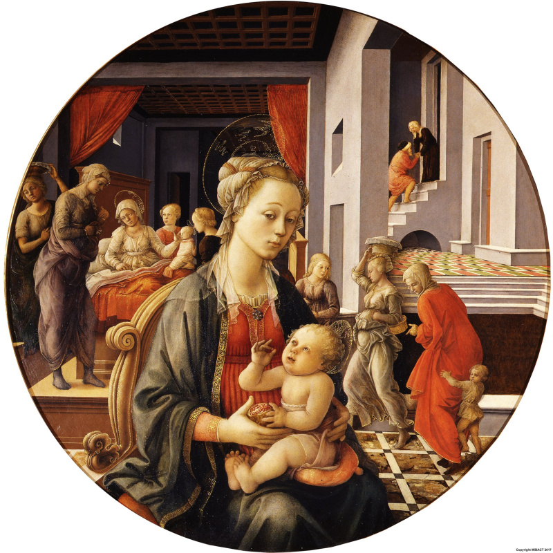 Fra Filippo Lippi. Madonna with the Child and Scenes from the Life of St Anne (Madonna Bartolini)