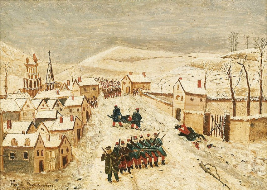 Henri Rousseau. Winter landscape with military scene