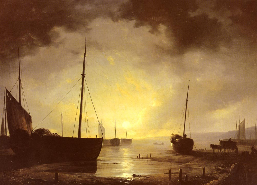 Cornelis van Haarlem. Fishing boats in the moonlight
