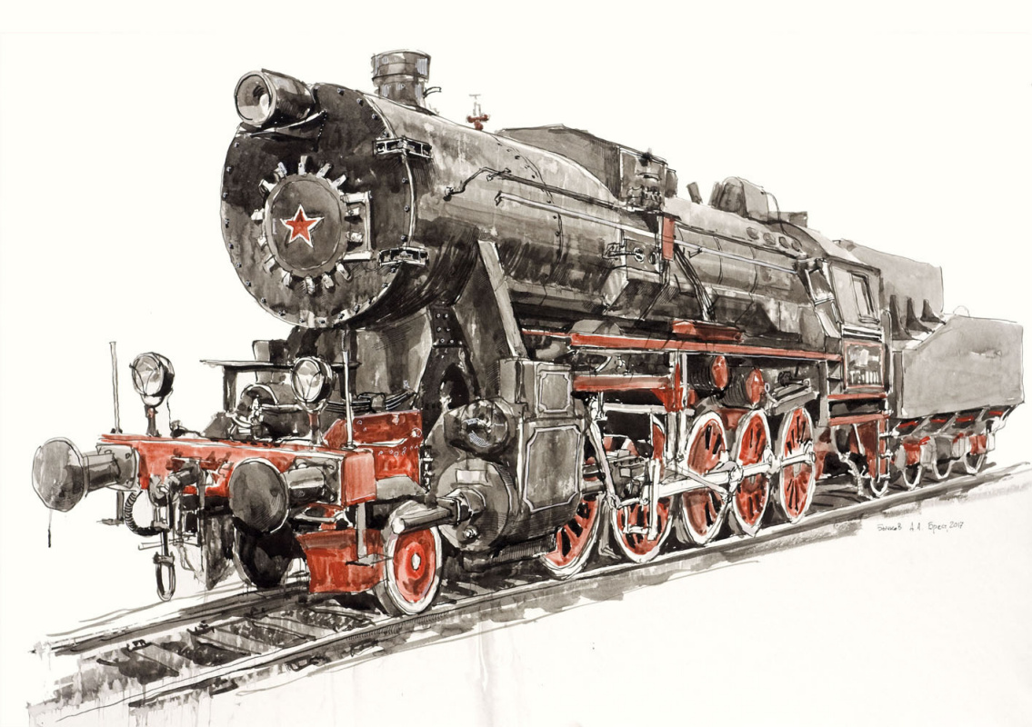 Bychkov Leonidovich Alexey. The steam locomotive captured German