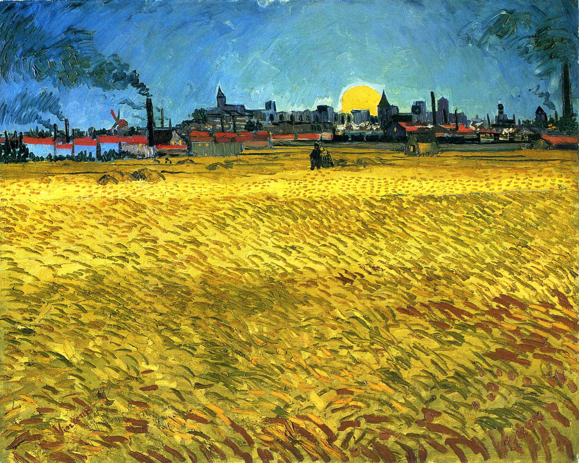 Винсент Ван Гог. Закат: пшеничное поле у Арля