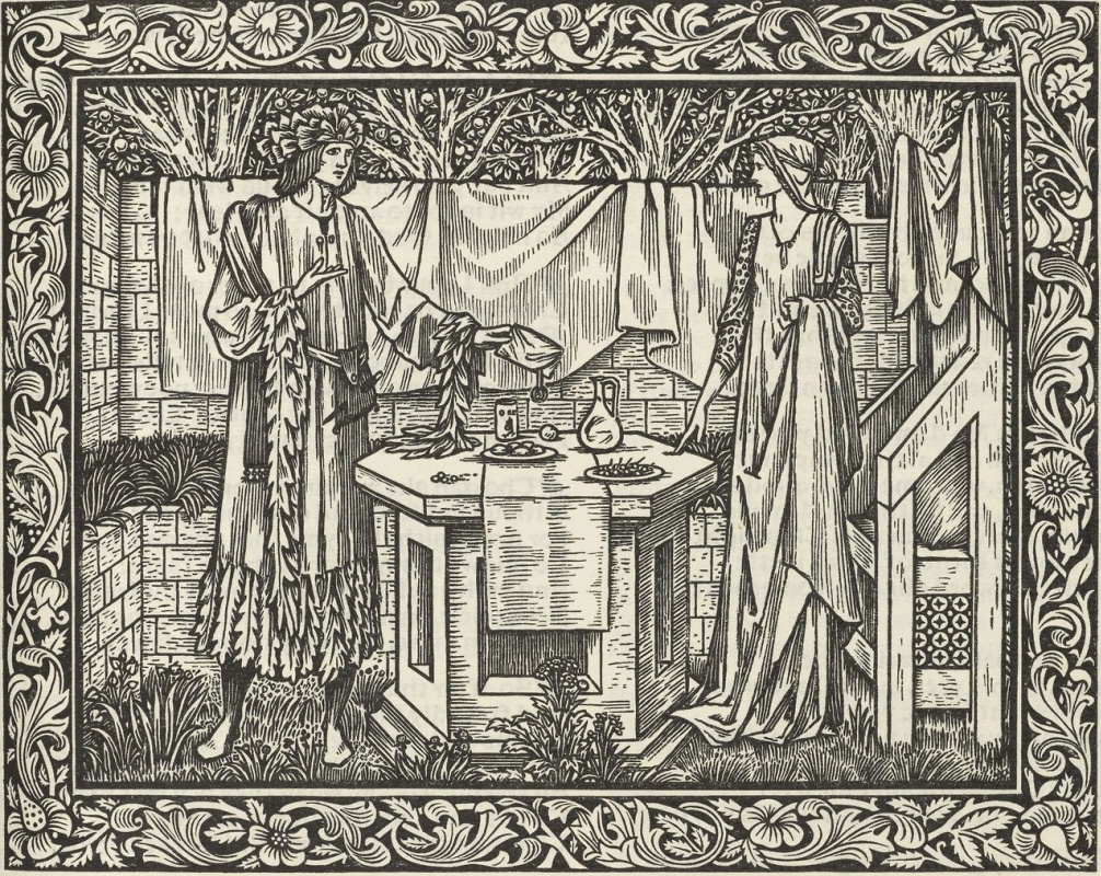 William Morris. Illustration for Jeffrey Chaucer's collection of Kelmscott press