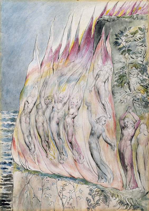 William Blake. Dante entered the fire. Illustrations for "the divine Comedy"
