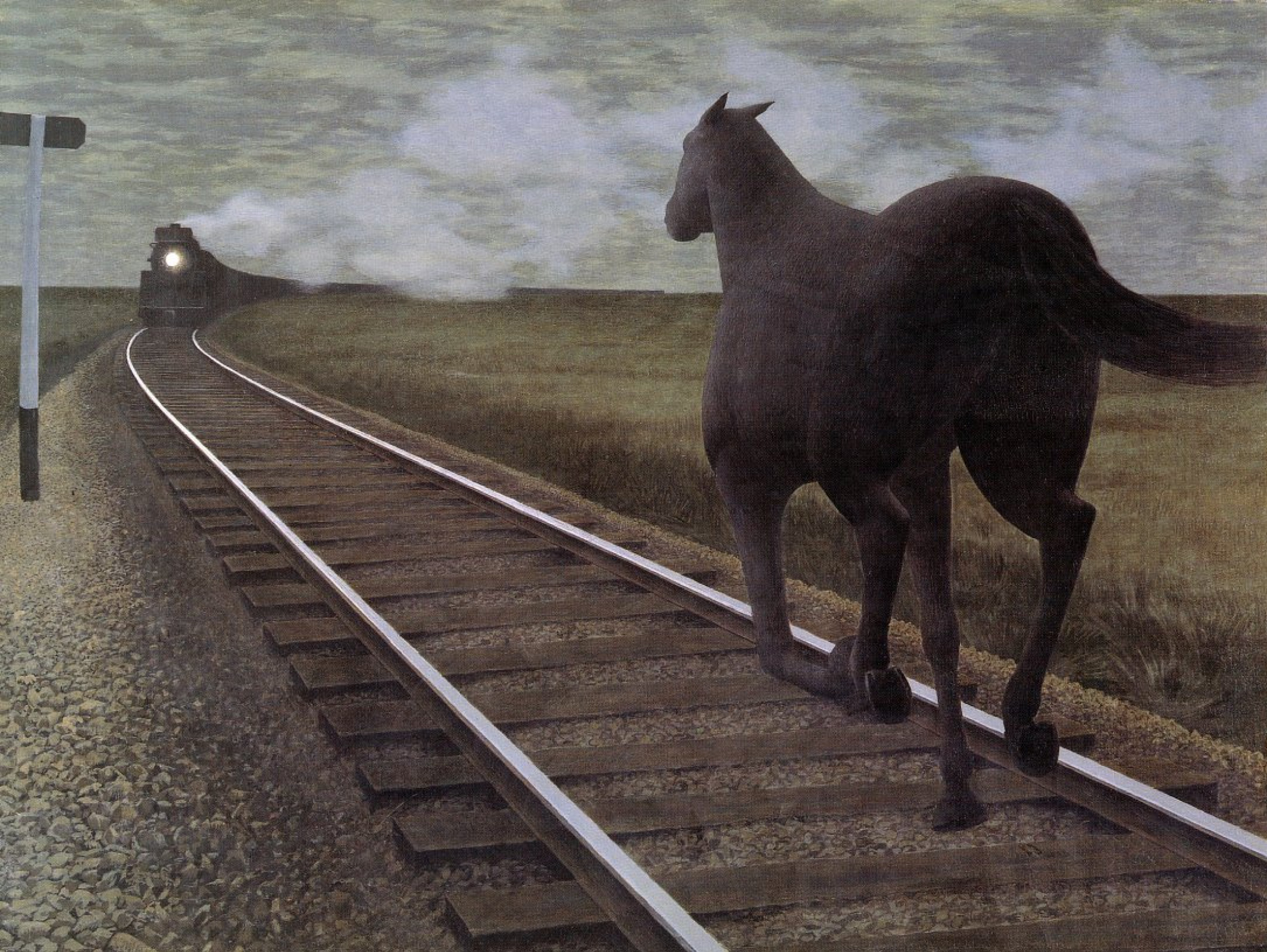 Алекс Колвилл - Лошадь и поезд, 1954, 53×40 см: Описание произведения |  Артхив