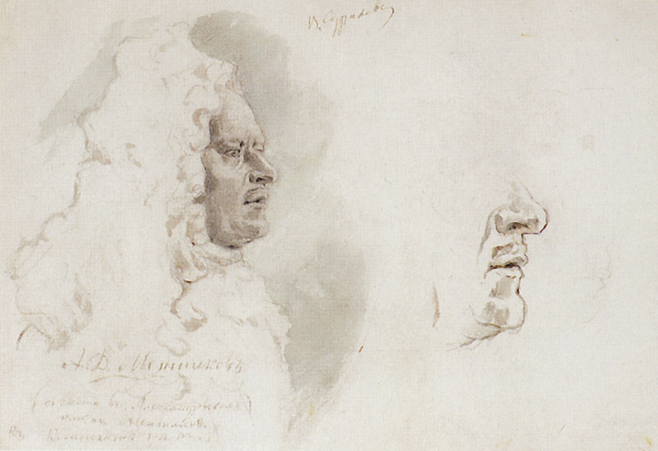 Vasily Surikov. Menshikov's head in profile. The lower part of the face. A sketch for the picture "Menshikov in Berezov"