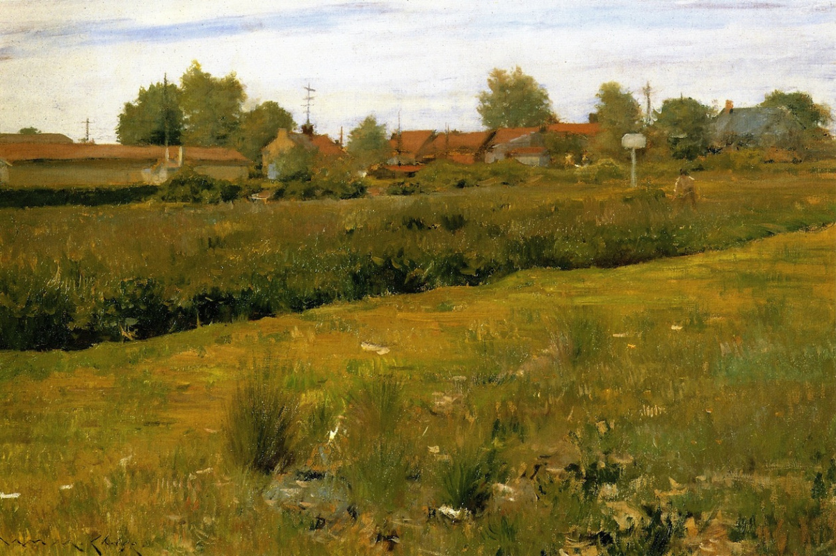 William Merritt Chase. The red roofs of Bristol, PA