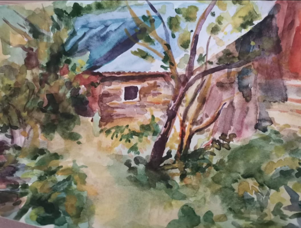 Daria Dmitrievna Kichigina. Path to the courtyard. Sketch in the village of Kiniaus