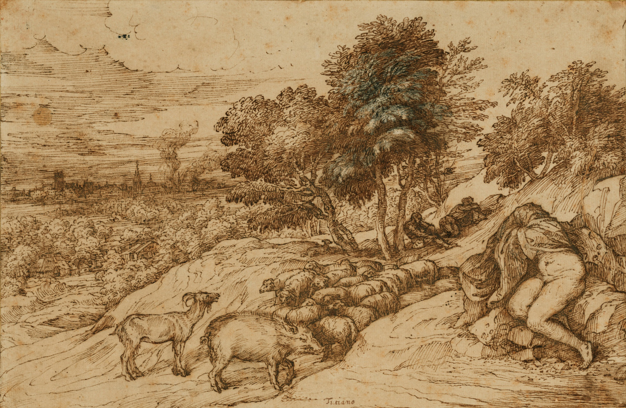 Titian Vecelli. Pastoral scene