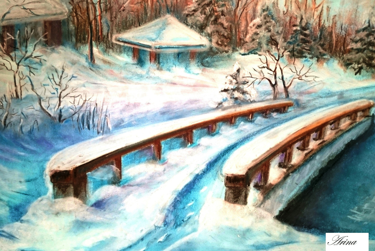 Зимний парк рисунок