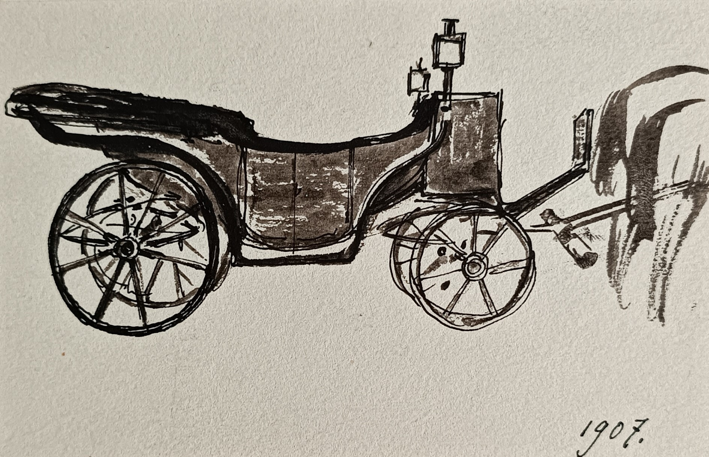 French school XIXth The carriage, drawing on blue paper … | Drouot.com