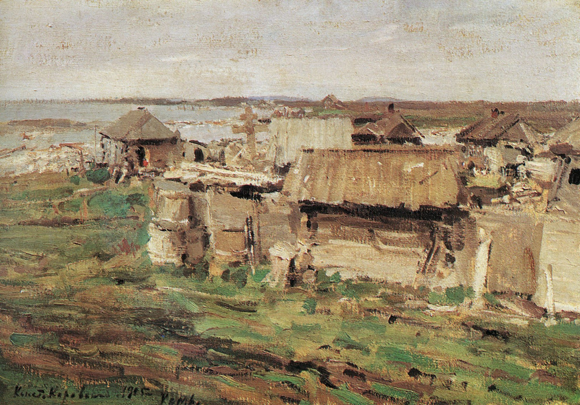 Konstantin Korovin. View of the village. Kem