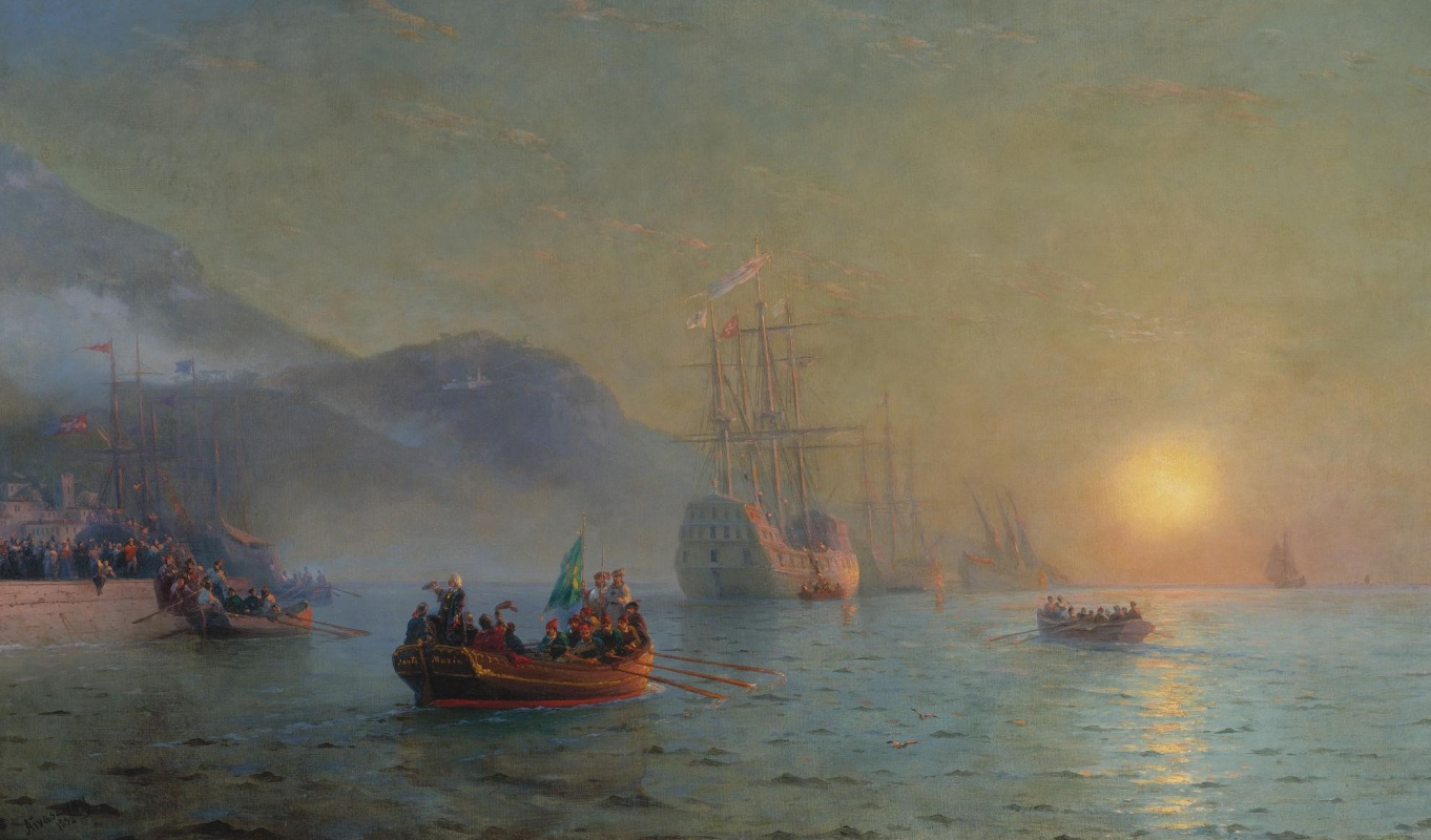 Ivan Aivazovsky. Colón navegando desde palos