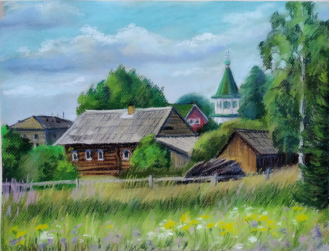 Татарские про деревню. Деревня рисунок. Современная деревня. Деревенские домики пастелью. Рисовать деревню.