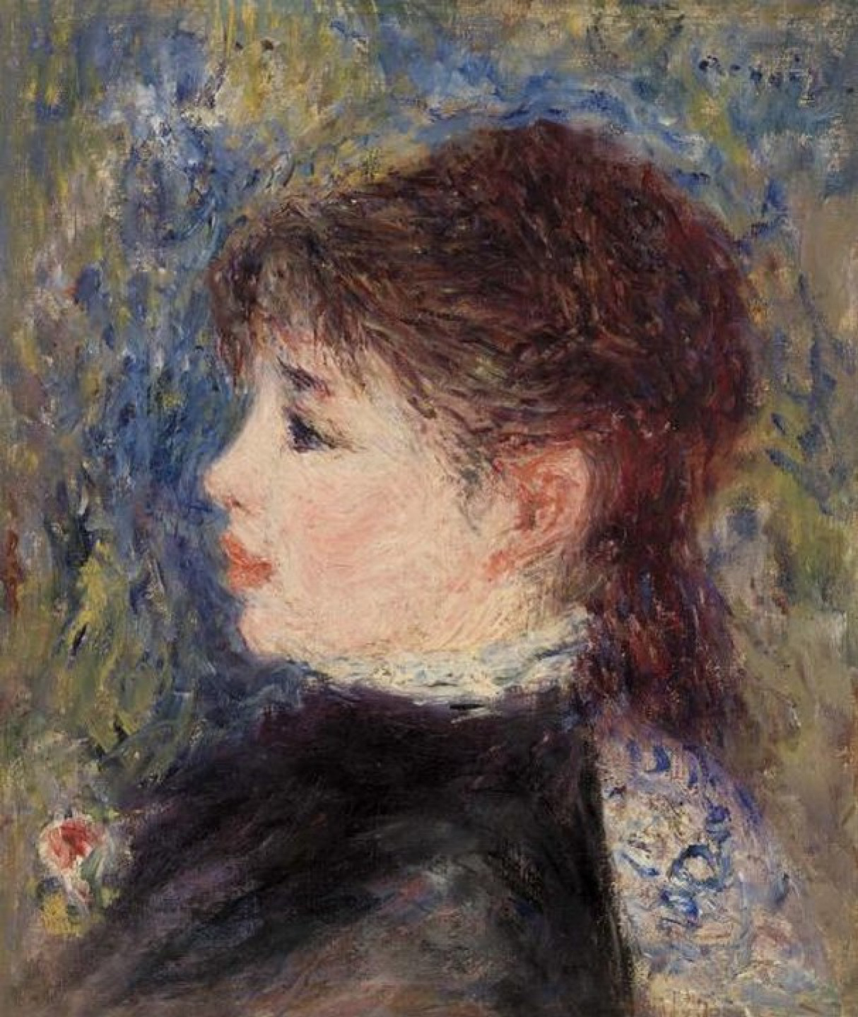 Пьер Огюст Ренуар - Молодая женщина с розой, 1877, 25×29 см: Описание  произведения | Артхив