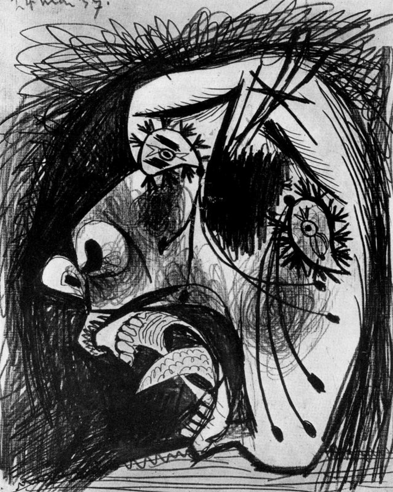 weeping woman picasso black and white