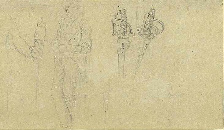 Theodor Leopold Weller. Study of soldiers and sabers
