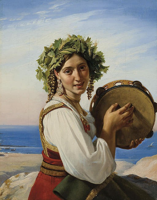 Jean Claude Bonnefond. A young woman with a tambourine in Ischia