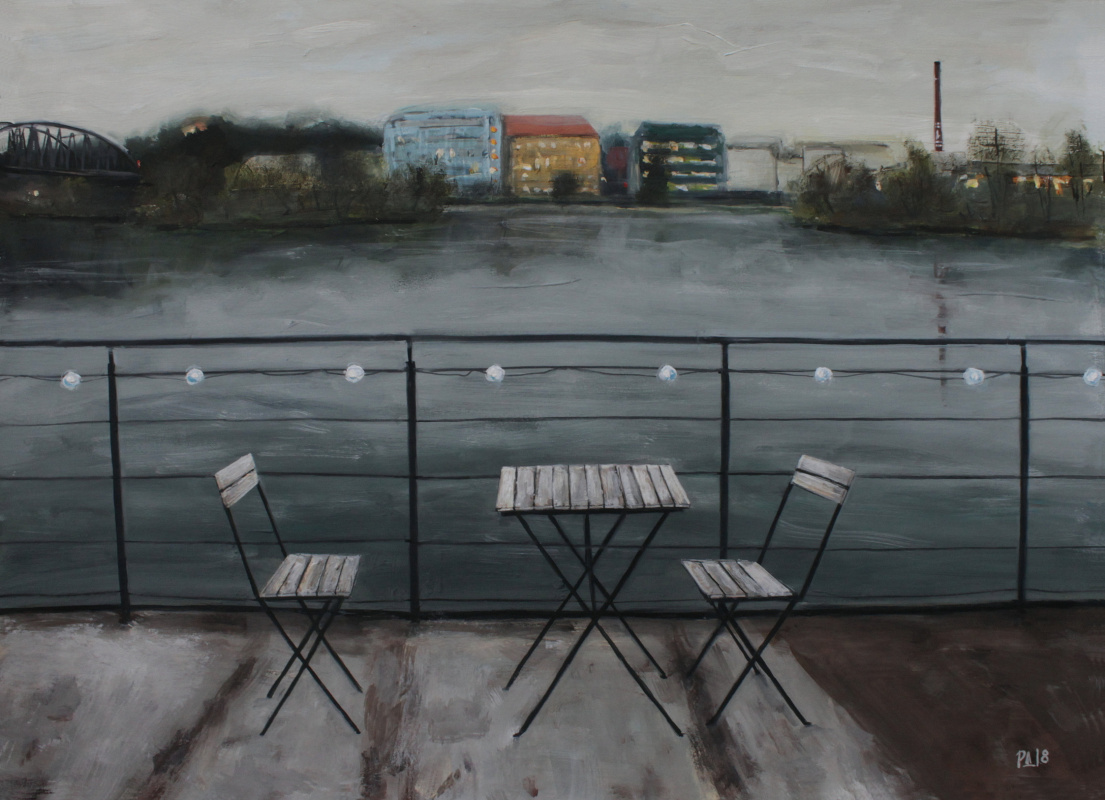 Denis Grigorievich Rusakov. It's not the season. Café barge on the Vltava river