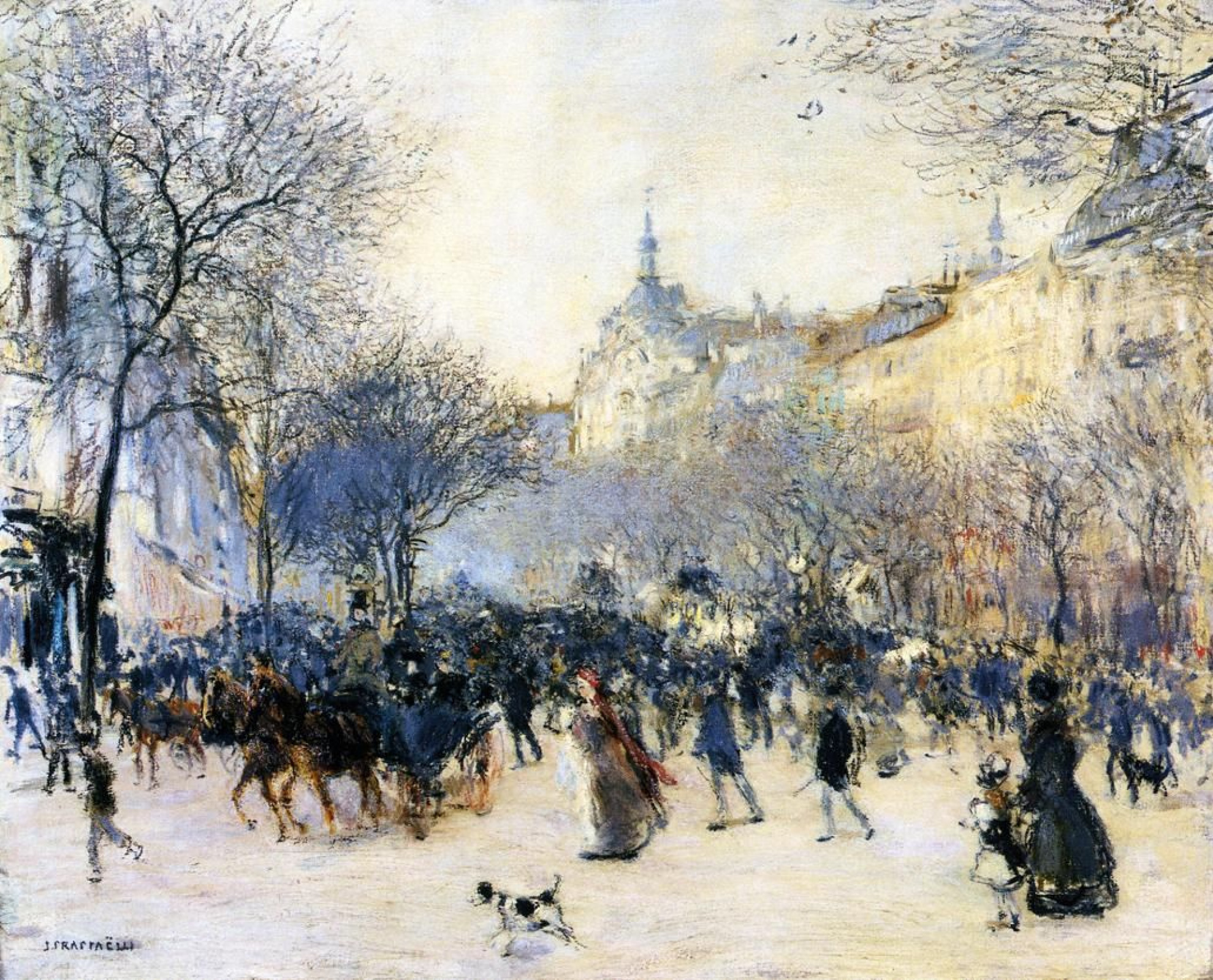 The Intersection Drouot, 1902, 81×65 cm by Jean-François Raffaelli