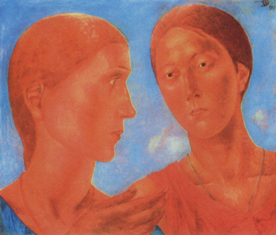 Kuzma Sergeevich Petrov-Vodkin. Two maidens. Study for the painting "Morning. Bathers"