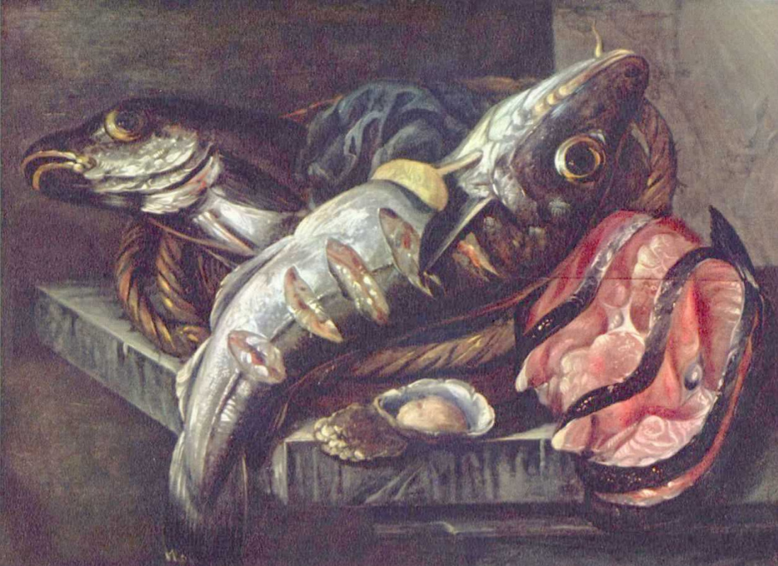 Abraham Hendricks van Beieren. Still life with fish