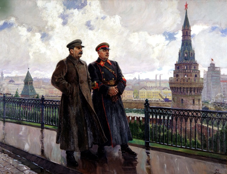 Alexander Mikhailovich Gerasimov. Stalin and Voroshilov in the Kremlin