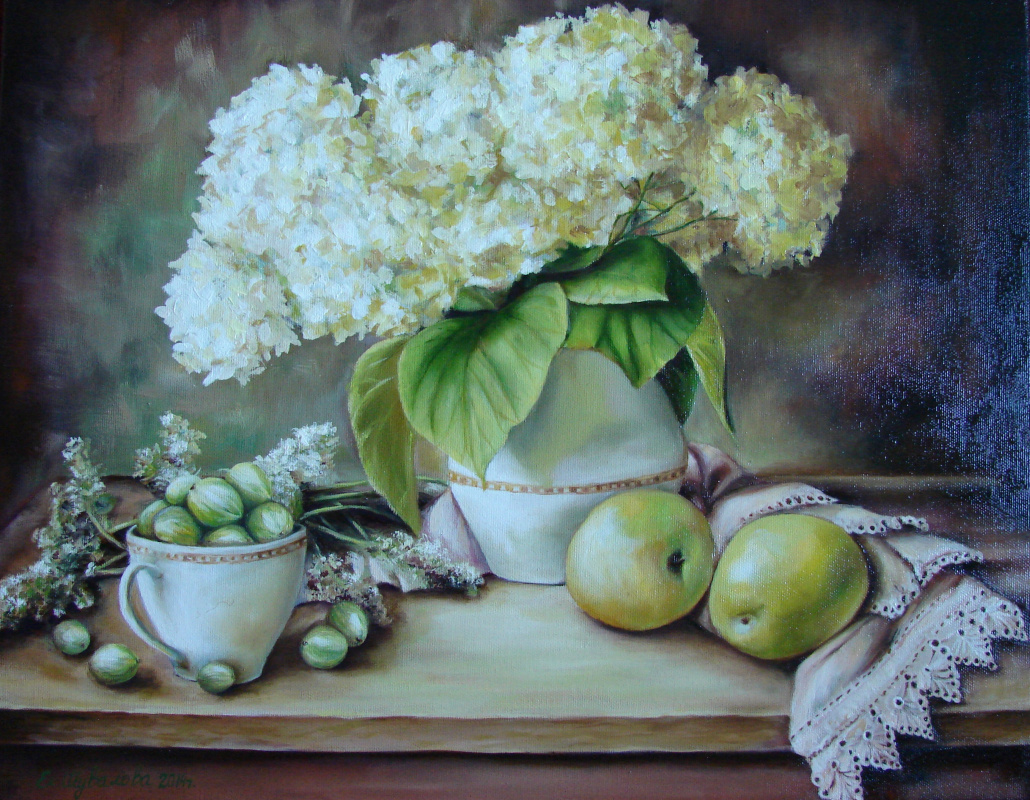 Ekaterina Shuvalova. Still life with gooseberries