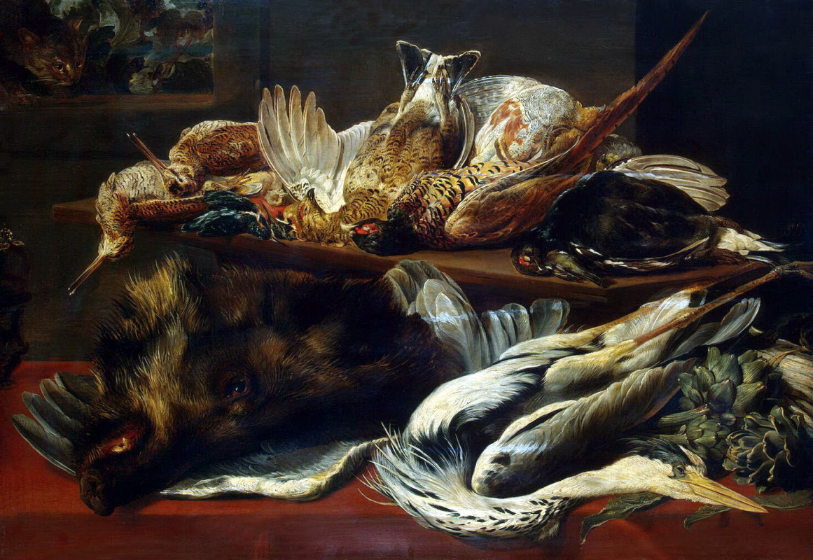 Paul de Vos. Still life with a boar's head