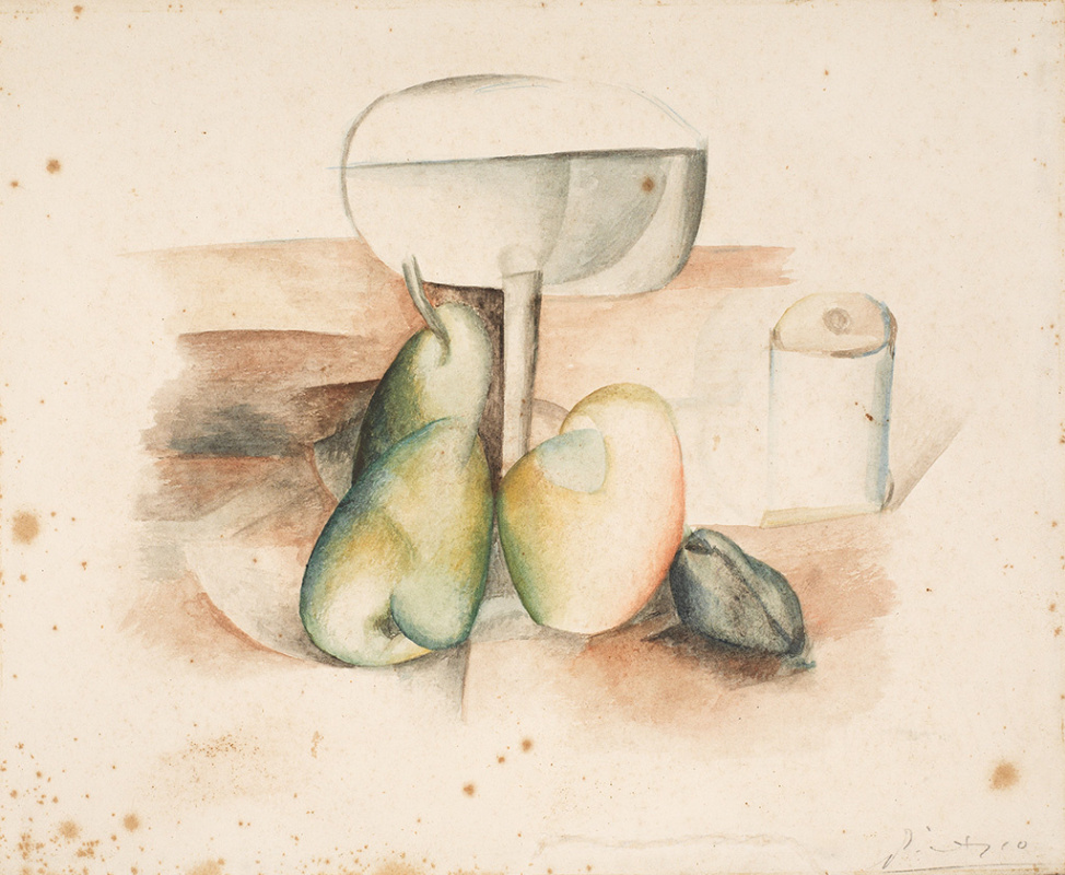 Pablo Picasso. Still Life with Glass and Fruit