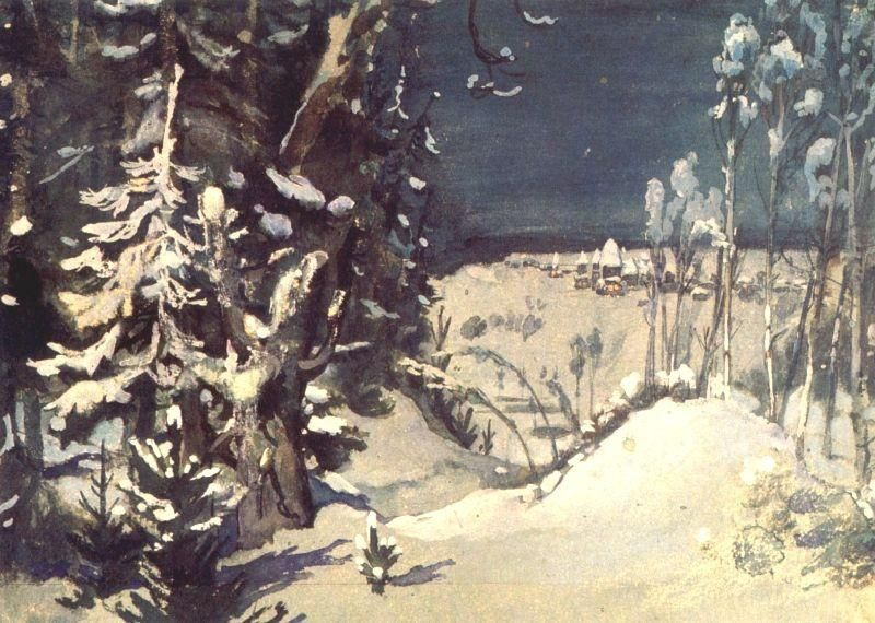 Viktor Vasnetsov. Prologue. A sketch of the scenery for the Opera N..Rimsky-Korsakov's The Snow Maiden